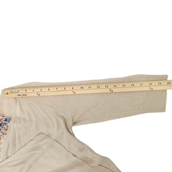 Chicos Open Front Cardigan Womens Size 1 US M/8 Sweater Tan Geometric Back - Picture 6 of 16